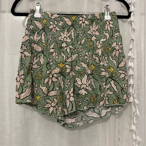 Aerie Green Floral Shorts
